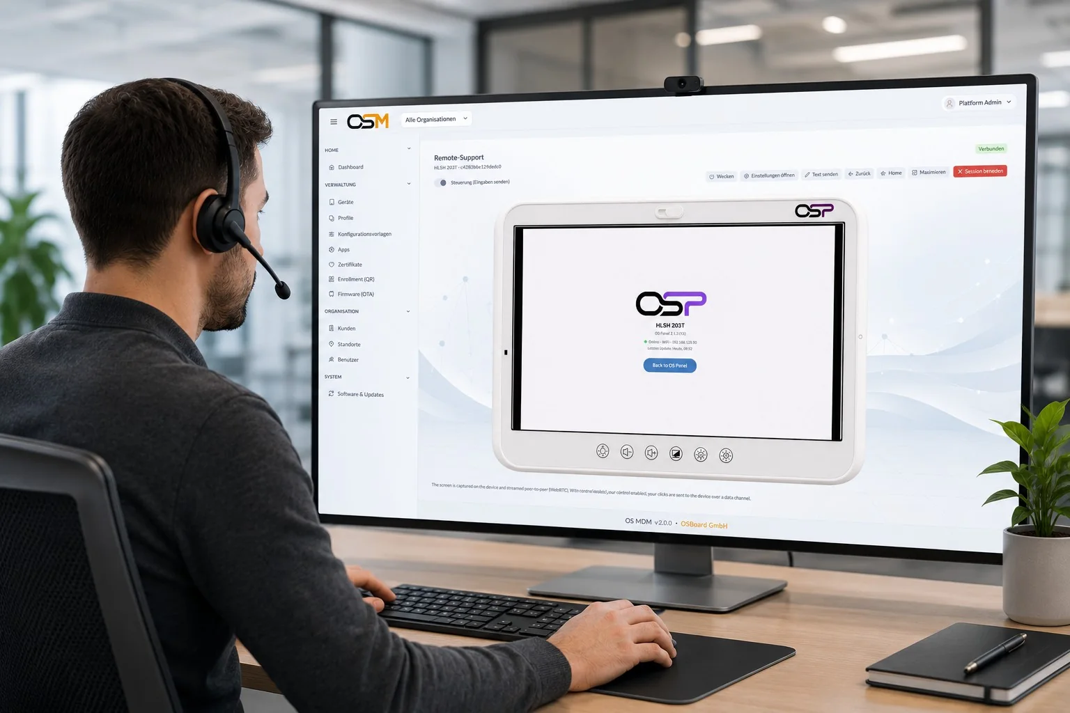 Fernsupport mit OSM am Arbeitsplatz